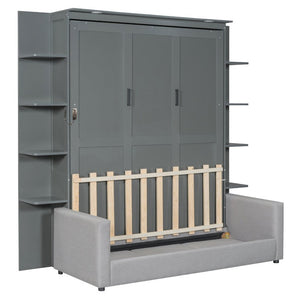 English Elm Queen Murphy Wall Bed with Integrated Sofa for Studio and Guest Room Spaces LP000591AAE-3