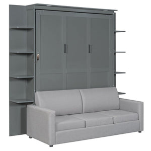 English Elm Queen Murphy Wall Bed with Integrated Sofa for Studio and Guest Room Spaces LP000591AAE-3
