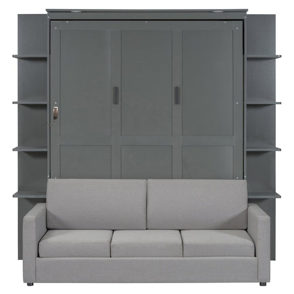 English Elm Queen Murphy Wall Bed with Integrated Sofa for Studio and Guest Room Spaces LP000591AAE-3
