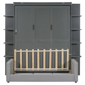 English Elm Queen Murphy Wall Bed with Integrated Sofa for Studio and Guest Room Spaces LP000591AAE-3
