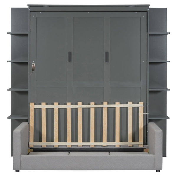 English Elm Queen Murphy Wall Bed with Integrated Sofa for Studio and Guest Room Spaces LP000591AAE-3