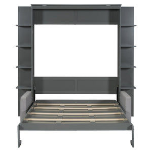 English Elm Queen Murphy Wall Bed with Integrated Sofa for Studio and Guest Room Spaces LP000591AAE-3
