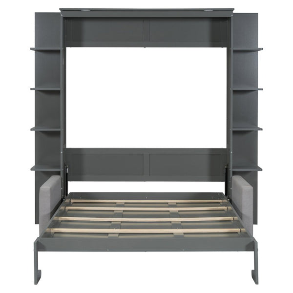 English Elm Queen Murphy Wall Bed with Integrated Sofa for Studio and Guest Room Spaces LP000591AAE-3
