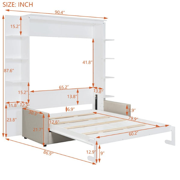 English Elm Queen Eco Solid Platform Bed Minimalist Low Profile Sustainable Frame for Modern Bedroom White Queen - B MDF+LVL LP000591AAK-3