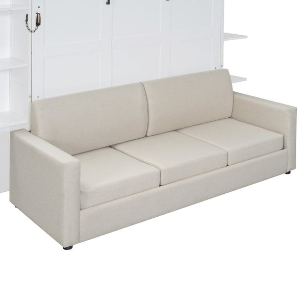 English Elm Queen Eco Solid Platform Bed Minimalist Low Profile Sustainable Frame for Modern Bedroom White Queen - B MDF+LVL LP000591AAK-3