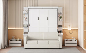 English Elm Queen Eco Solid Platform Bed Minimalist Low Profile Sustainable Frame for Modern Bedroom White Queen - B MDF+LVL LP000591AAK-3