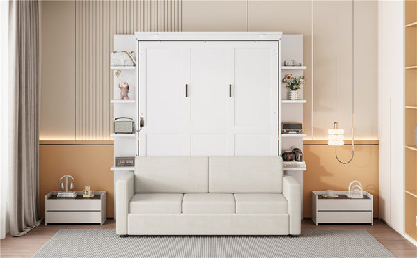 English Elm Queen Eco Solid Platform Bed Minimalist Low Profile Sustainable Frame for Modern Bedroom White Queen - B MDF+LVL LP000591AAK-3