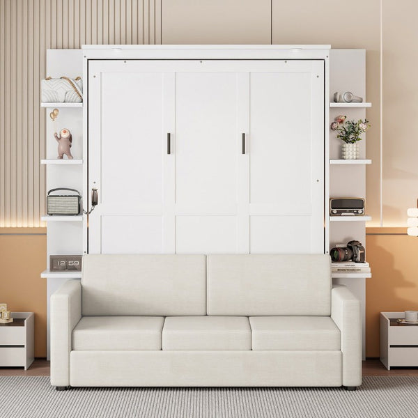English Elm Queen Eco Solid Platform Bed Minimalist Low Profile Sustainable Frame for Modern Bedroom White Queen - B MDF+LVL LP000591AAK-3