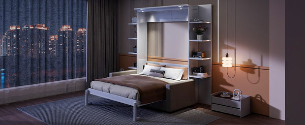 English Elm Queen Eco Solid Platform Bed Minimalist Low Profile Sustainable Frame for Modern Bedroom White Queen - B MDF+LVL LP000591AAK-3