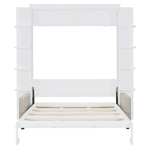 English Elm Queen Eco Solid Platform Bed Minimalist Low Profile Sustainable Frame for Modern Bedroom White Queen - B MDF+LVL LP000591AAK-3