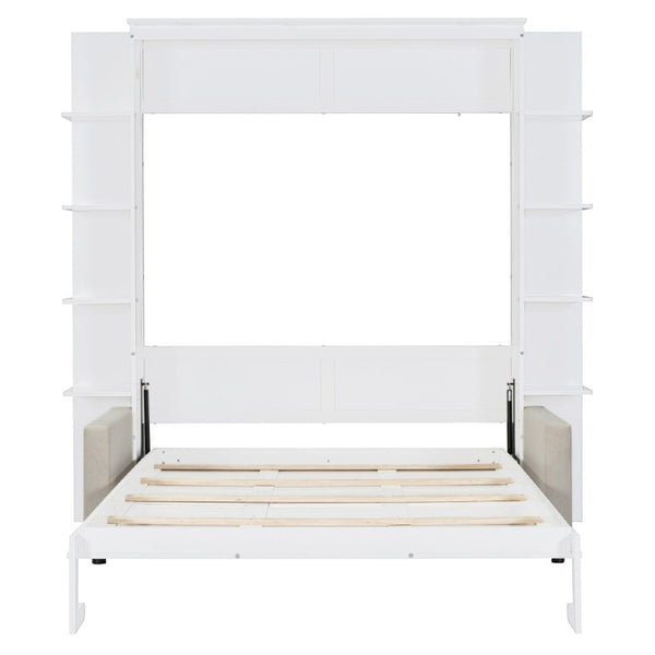 English Elm Queen Eco Solid Platform Bed Minimalist Low Profile Sustainable Frame for Modern Bedroom White Queen - B MDF+LVL LP000591AAK-3