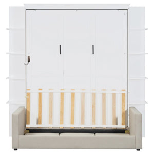 English Elm Queen Eco Solid Platform Bed Minimalist Low Profile Sustainable Frame for Modern Bedroom White Queen - B MDF+LVL LP000591AAK-3