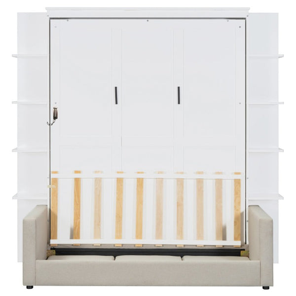 English Elm Queen Eco Solid Platform Bed Minimalist Low Profile Sustainable Frame for Modern Bedroom White Queen - B MDF+LVL LP000591AAK-3