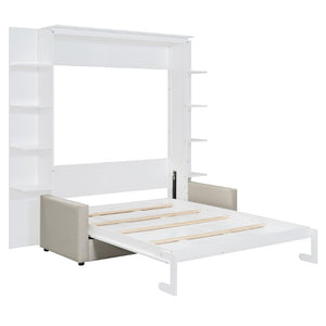 English Elm Queen Eco Solid Platform Bed Minimalist Low Profile Sustainable Frame for Modern Bedroom White Queen - B MDF+LVL LP000591AAK-3