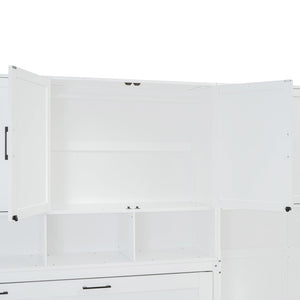 English Elm Twin Murphy Wall Bed with Integrated Desk Wardrobe and Drawers for Studio Spaces White LP000595AAK-3