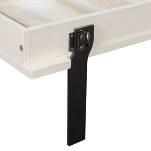 English Elm Queen Murphy Wall Bed with Oak Veneer Cabinetry Led Lighting Shelves for Small Spaces White LP000635AAK
