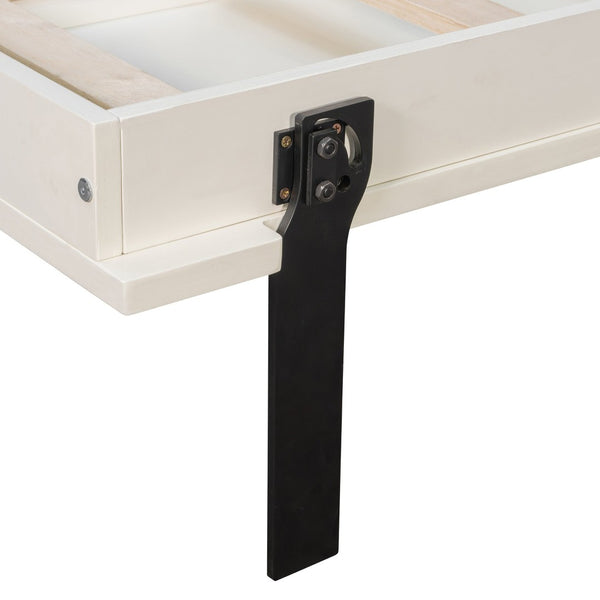 English Elm Queen Murphy Wall Bed with Oak Veneer Cabinetry Led Lighting Shelves for Small Spaces White LP000635AAK