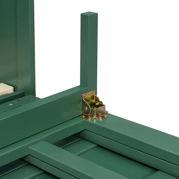 English Elm Queen Murphy Bed Cabinet with Rattan Panel Detail and Built-in Storage Drawers Green LP000678AAF-1