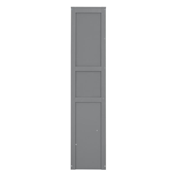 English Elm Full Size Murphy Wall Bed with Side Shelving for Studio and Multi-Use Spaces Gray LP000692AAE-3