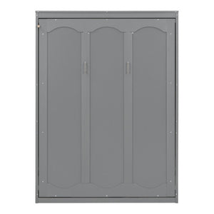 English Elm Full Size Murphy Wall Bed with Side Shelving for Studio and Multi-Use Spaces Gray LP000692AAE-3