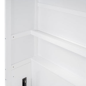 English Elm Full Size Murphy Wall Bed with Side Shelving for Studio and Multi-Use Spaces White LP000692AAK-3