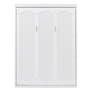 English Elm Full Size Murphy Wall Bed with Side Shelving for Studio and Multi-Use Spaces White LP000692AAK-3