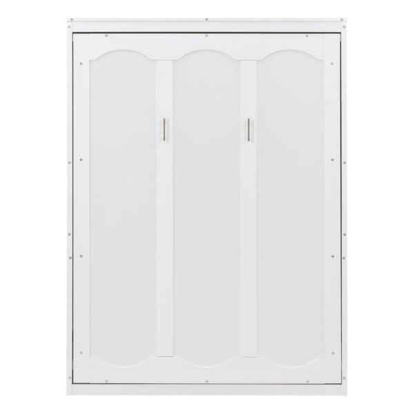 English Elm Full Size Murphy Wall Bed with Side Shelving for Studio and Multi-Use Spaces White LP000692AAK-3
