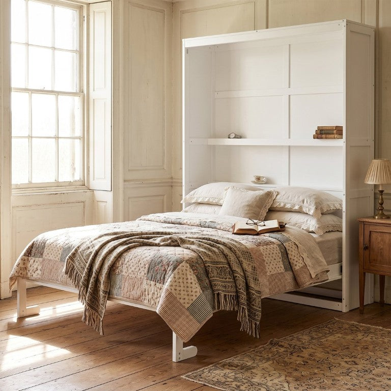 English Elm Queen Murphy Wall Bed with Integrated Shelves for Studio and Guest Room Use White 89.8 L x 67.7 W x 88.5 H LP000693AAK-4