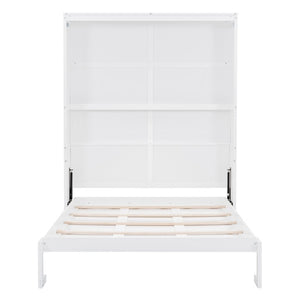 English Elm Queen Murphy Wall Bed with Integrated Shelves for Studio and Guest Room Use White 89.8 L x 67.7 W x 88.5 H LP000693AAK-4