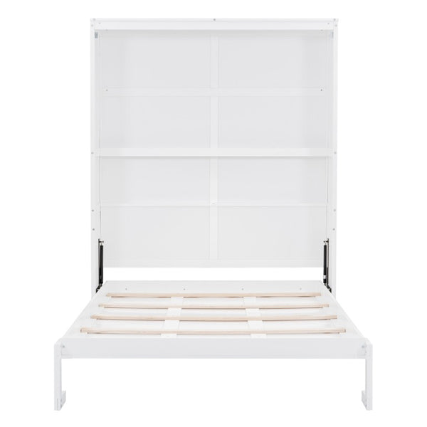 English Elm Queen Murphy Wall Bed with Integrated Shelves for Studio and Guest Room Use White 89.8 L x 67.7 W x 88.5 H LP000693AAK-4