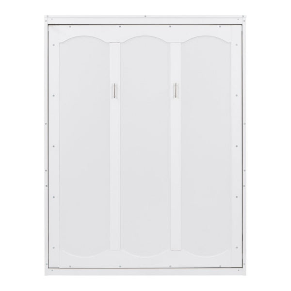 English Elm Queen Murphy Wall Bed with Integrated Shelves for Studio and Guest Room Use White 89.8 L x 67.7 W x 88.5 H LP000693AAK-4