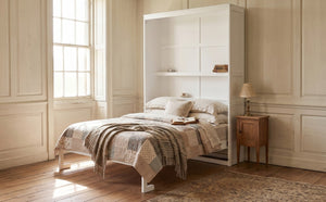 English Elm Queen Murphy Wall Bed with Integrated Shelves for Studio and Guest Room Use White 89.8 L x 67.7 W x 88.5 H LP000693AAK-4