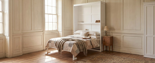English Elm Queen Murphy Wall Bed with Integrated Shelves for Studio and Guest Room Use White 89.8 L x 67.7 W x 88.5 H LP000693AAK-4