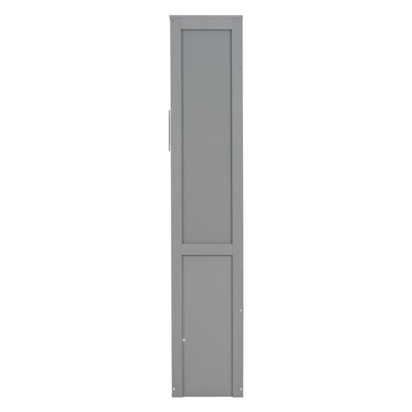 English Elm Full Size Murphy Bed with Integrated Shelving Unit for Studio and Guest Rooms Gray 87.5 L x 79 W x 83.7 H LP000696AAE-3