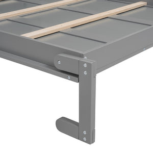 English Elm Full Size Murphy Bed with Integrated Shelving Unit for Studio and Guest Rooms Gray 87.5 L x 79 W x 83.7 H LP000696AAE-3