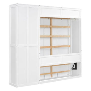English Elm Full Size Murphy Wall Bed with Integrated Shelving Unit Space Saving MDF Cabinet LP000696AAK-3