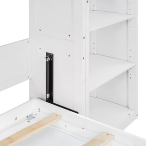English Elm Full Size Murphy Wall Bed with Integrated Shelving Unit Space Saving MDF Cabinet LP000696AAK-3
