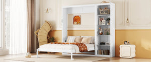 English Elm Full Size Murphy Wall Bed with Integrated Shelving Unit Space Saving MDF Cabinet LP000696AAK-3
