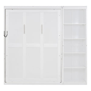 English Elm Full Size Murphy Wall Bed with Integrated Shelving Unit Space Saving MDF Cabinet LP000696AAK-3