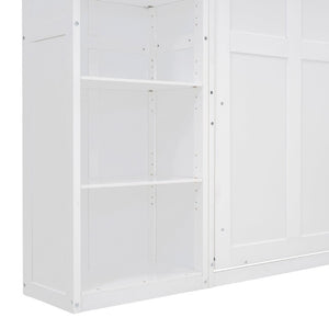 English Elm Full Size Murphy Wall Bed with Integrated Shelving Unit Space Saving MDF Cabinet LP000696AAK-3