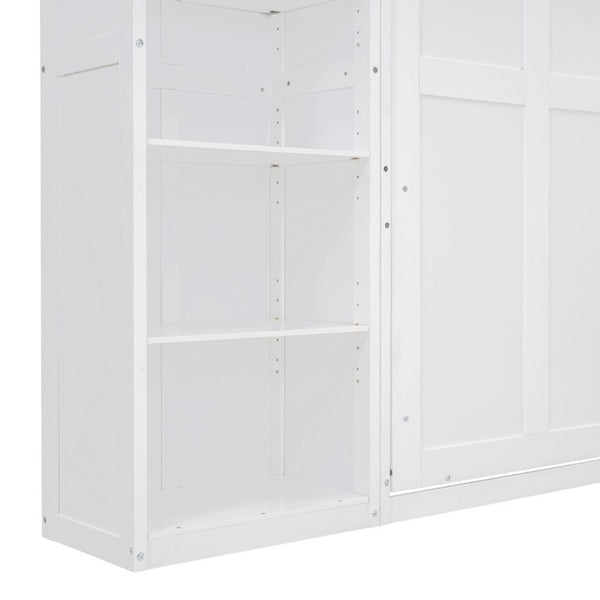 English Elm Full Size Murphy Wall Bed with Integrated Shelving Unit Space Saving MDF Cabinet LP000696AAK-3