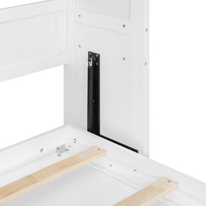 English Elm Queen Murphy Wall Bed with Five Shelf Storage Cabinet in White MDF for Guest Rooms LP000697AAK-3