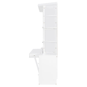 English Elm Queen Murphy Wall Bed with Integrated Desk Side Shelves Cabinet for Home Office White LP000739AAK-1