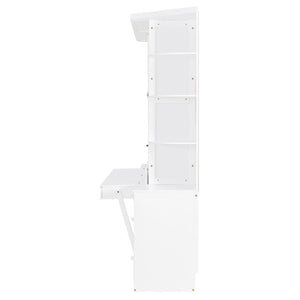 English Elm Queen Murphy Bed with Integrated Desk Side Cabinets and Shelves for Home Office White LP000739AAK-2