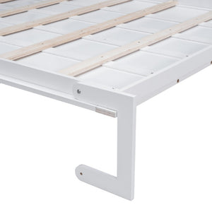 English Elm Queen Eco Solid Platform Bed Minimalist Low Profile Sustainable Frame for Modern Bedroom White Queen MDF+LVL LP000791AAK-4