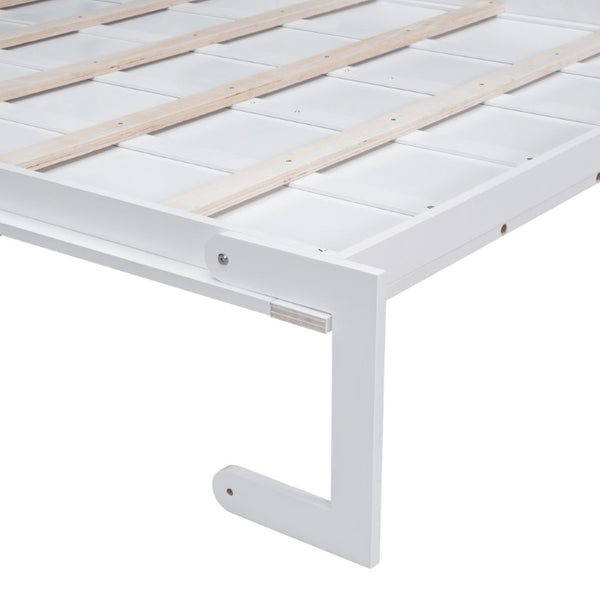 English Elm Queen Eco Solid Platform Bed Minimalist Low Profile Sustainable Frame for Modern Bedroom White Queen MDF+LVL LP000791AAK-4