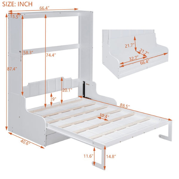 English Elm Queen Eco Solid Platform Bed Minimalist Low Profile Sustainable Frame for Modern Bedroom White Queen MDF+LVL LP000791AAK-4