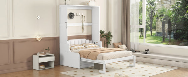 English Elm Queen Eco Solid Platform Bed Minimalist Low Profile Sustainable Frame for Modern Bedroom White Queen MDF+LVL LP000791AAK-4