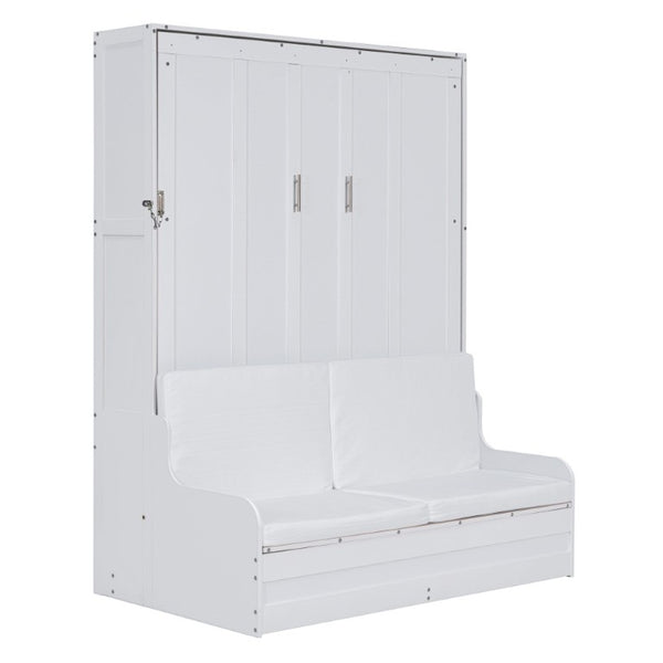 English Elm Queen Eco Solid Platform Bed Minimalist Low Profile Sustainable Frame for Modern Bedroom White Queen MDF+LVL LP000791AAK-4