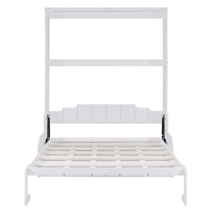 English Elm Queen Eco Solid Platform Bed Minimalist Low Profile Sustainable Frame for Modern Bedroom White Queen MDF+LVL LP000791AAK-4